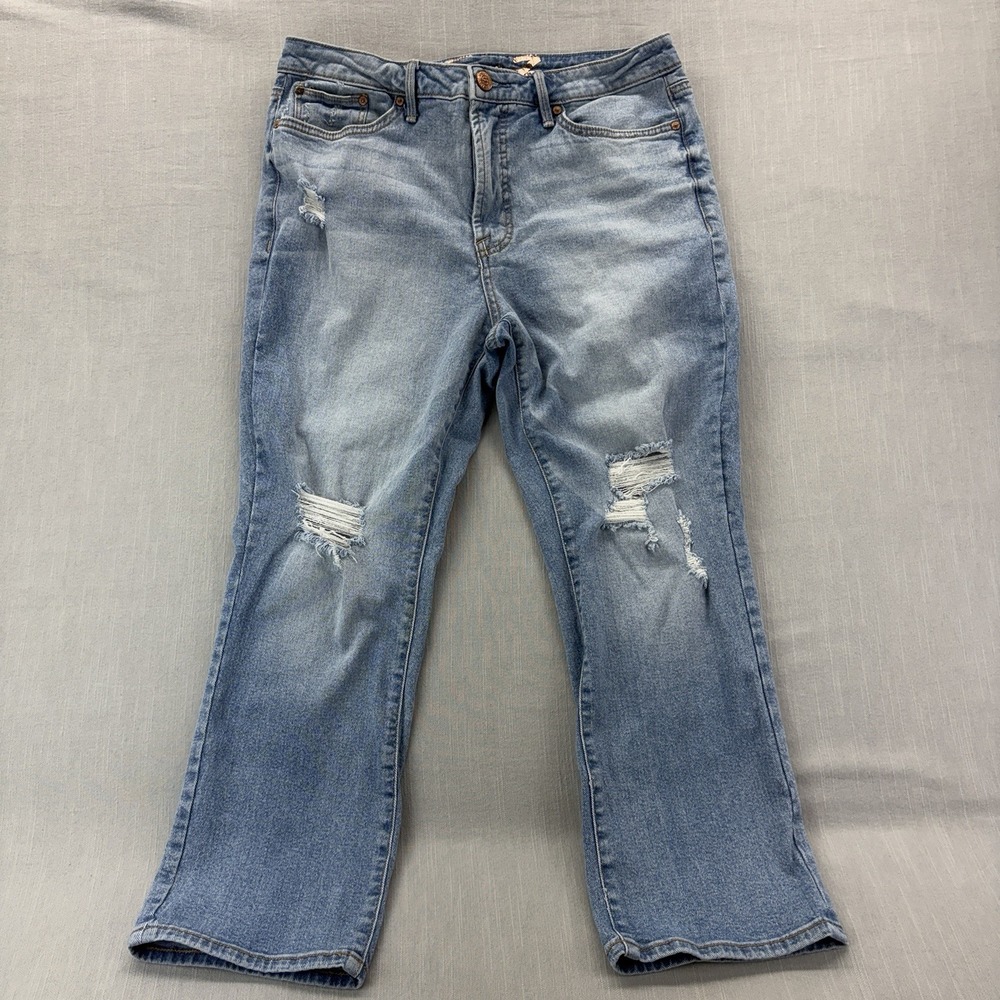 Seven7 Women's Jeans Size 10 Bootcut Flare Distressed Light Wash Stretch Denim